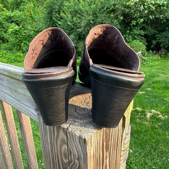 Clarks Bendables Wedge Heel Clog Brown Leather Womens Size 7.5 M - Picture 7 of 12